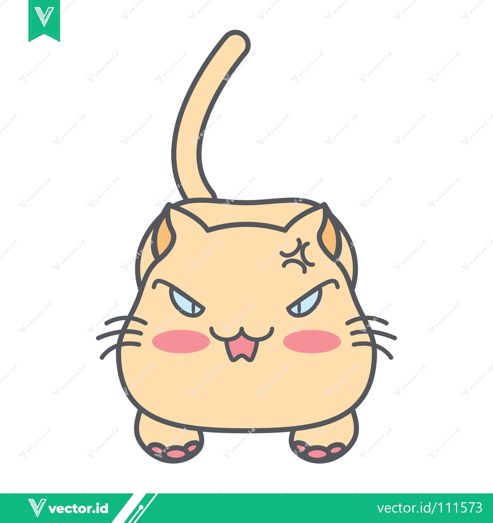 Premium Vector dari Cute Angry Cartoon Cat Illustration
