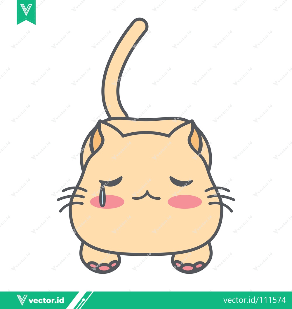 Premium Vector dari Sad Cartoon Cat with Tear Droplet