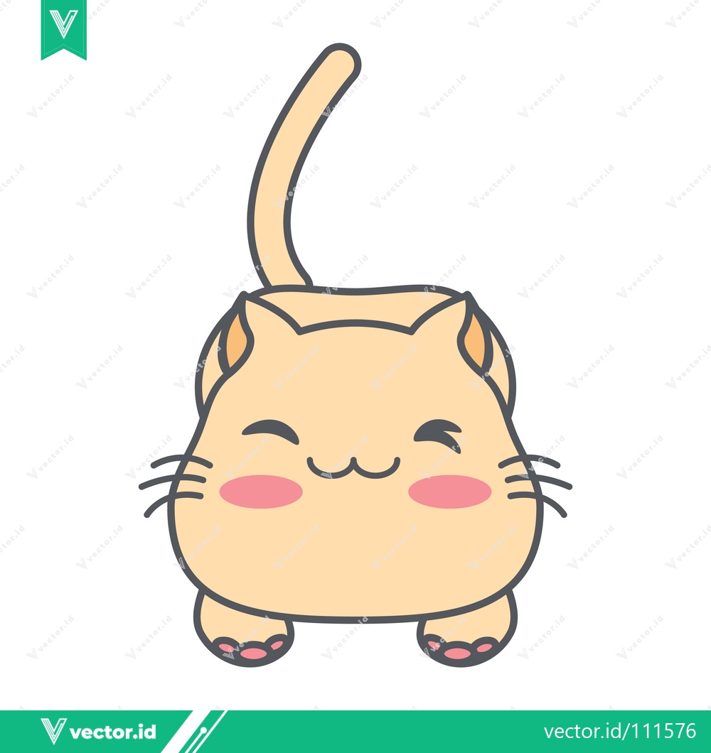 Premium Vector of Cute Kawaii Cat Illustration