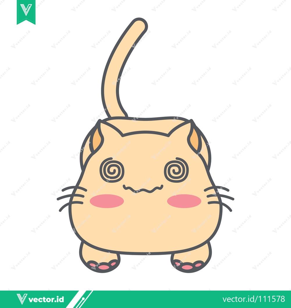 Premium Vector dari Cute Dizzy Cat Cartoon Illustration