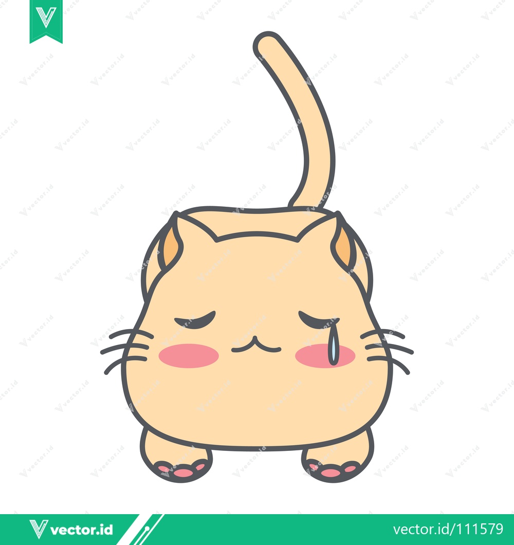 Premium Vector dari Sad Cat Crying Tears of Sadness Kawaii Cartoon Illustration
