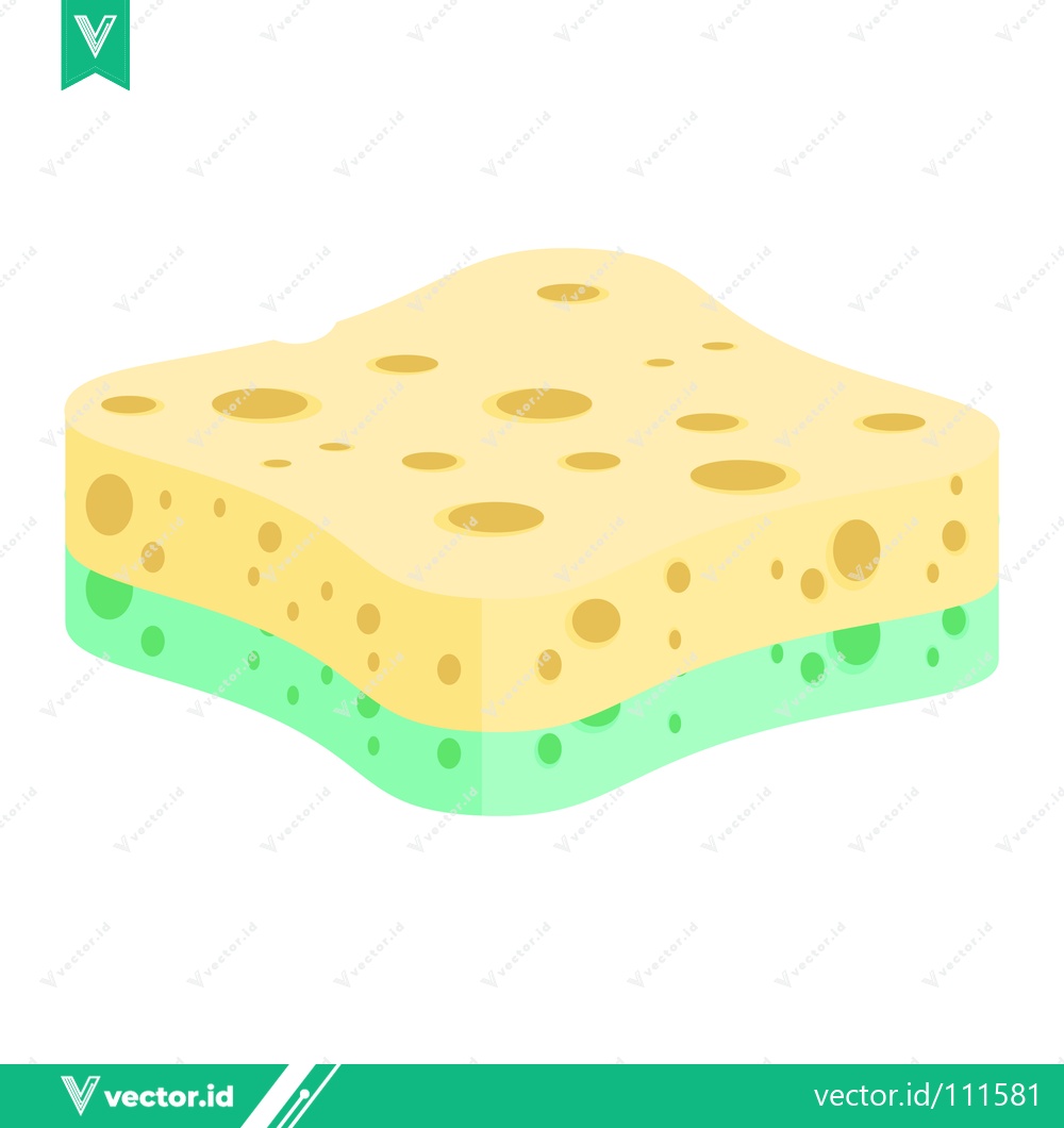 Premium Vector dari A two-tone kitchen sponge with a yellow top and green bottom perfect for cleaning tasks