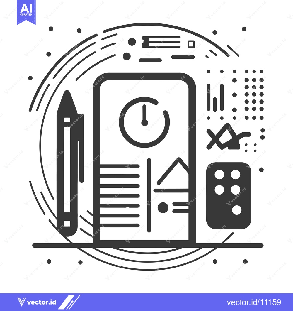 Premium Vector dari Abstract design of a mobile phone with data and a pen