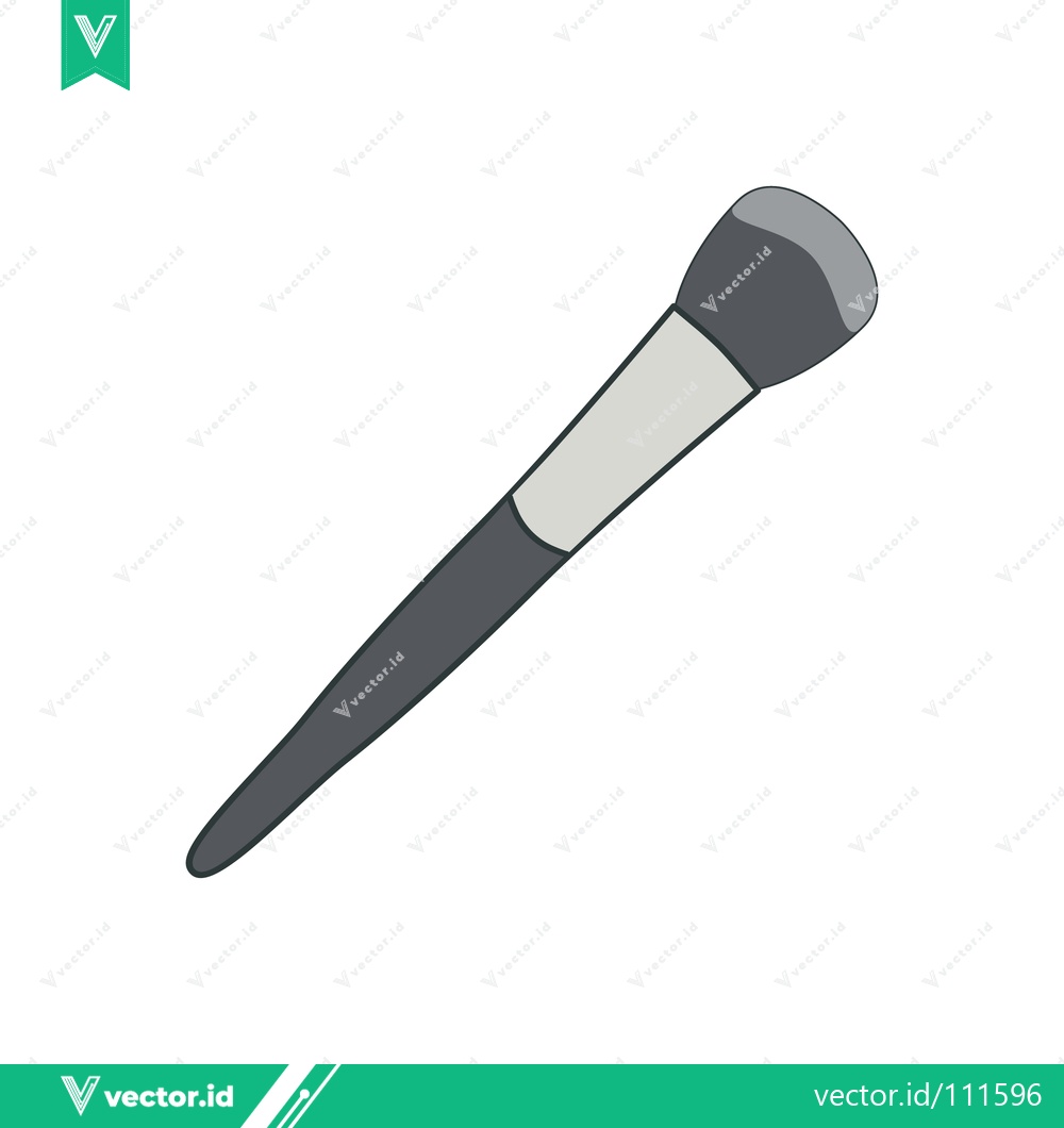Premium Vector dari A simple illustration of a makeup brush with a gray handle and bristles