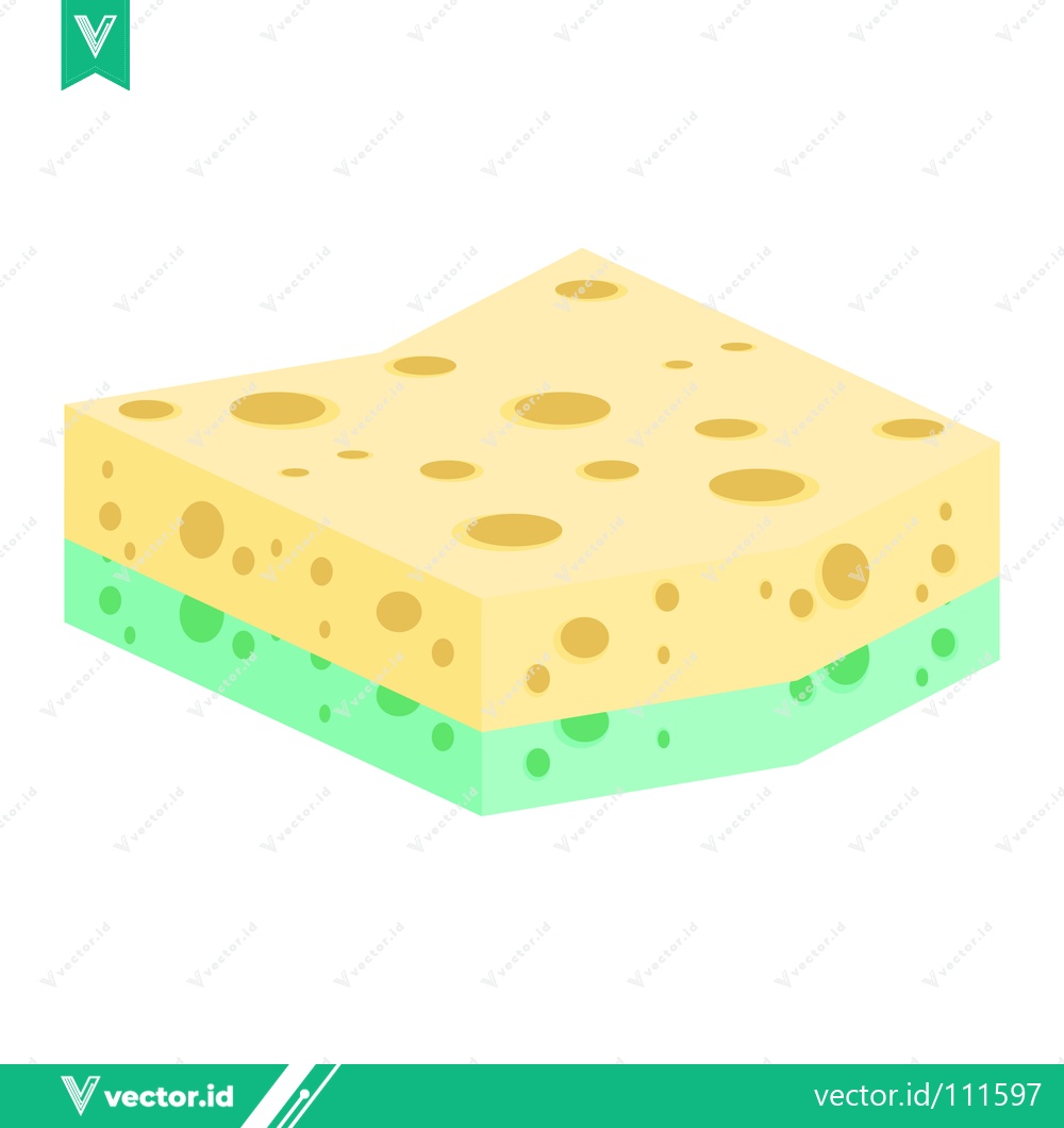 Premium Vector of A yellow and green cleaning sponge with holes