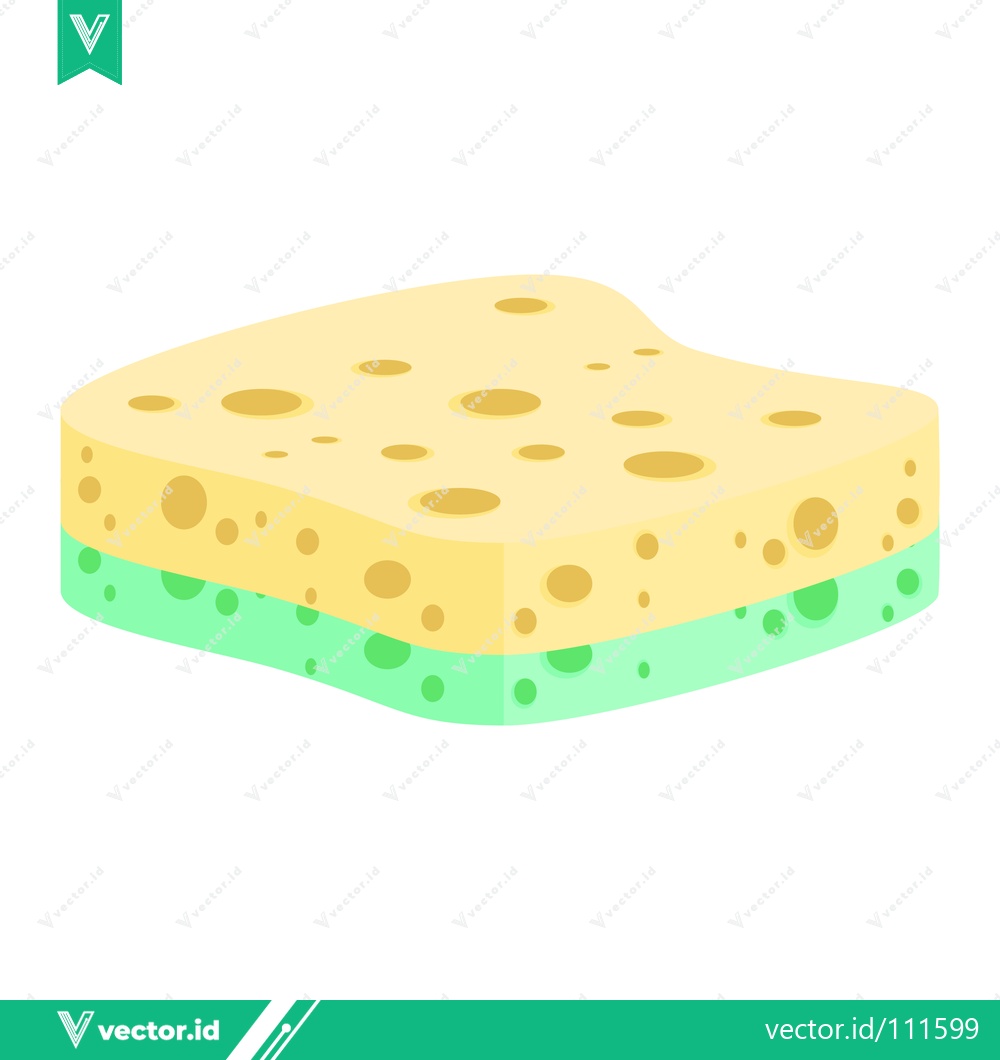 Premium Vector of A Simple Kitchen Sponge for Cleaning Tasks