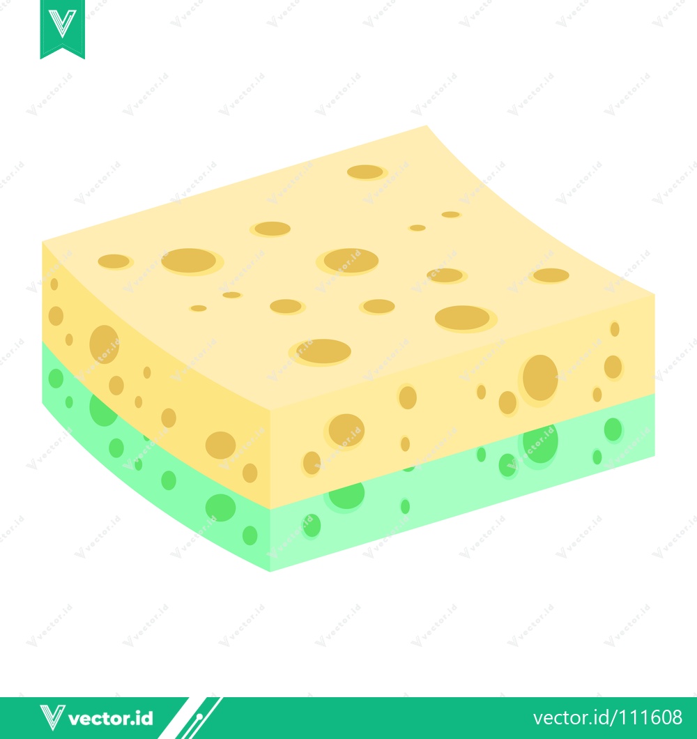 Premium Vector dari Two-tone kitchen sponge for cleaning dishes