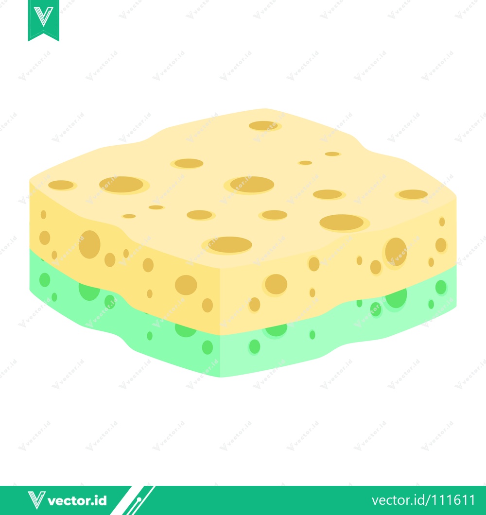 Premium Vector of Kitchen Sponge with Green Scrubber Side for Cleaning