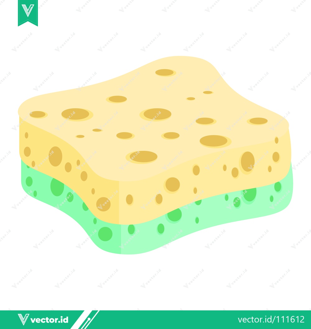 Premium Vector dari A colorful kitchen sponge for cleaning dishes and surfaces