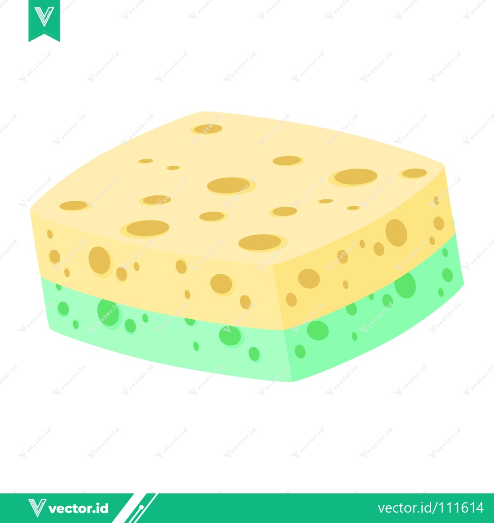 Premium Vector dari A Two-Tone Kitchen Sponge for Cleaning and Scrubbing