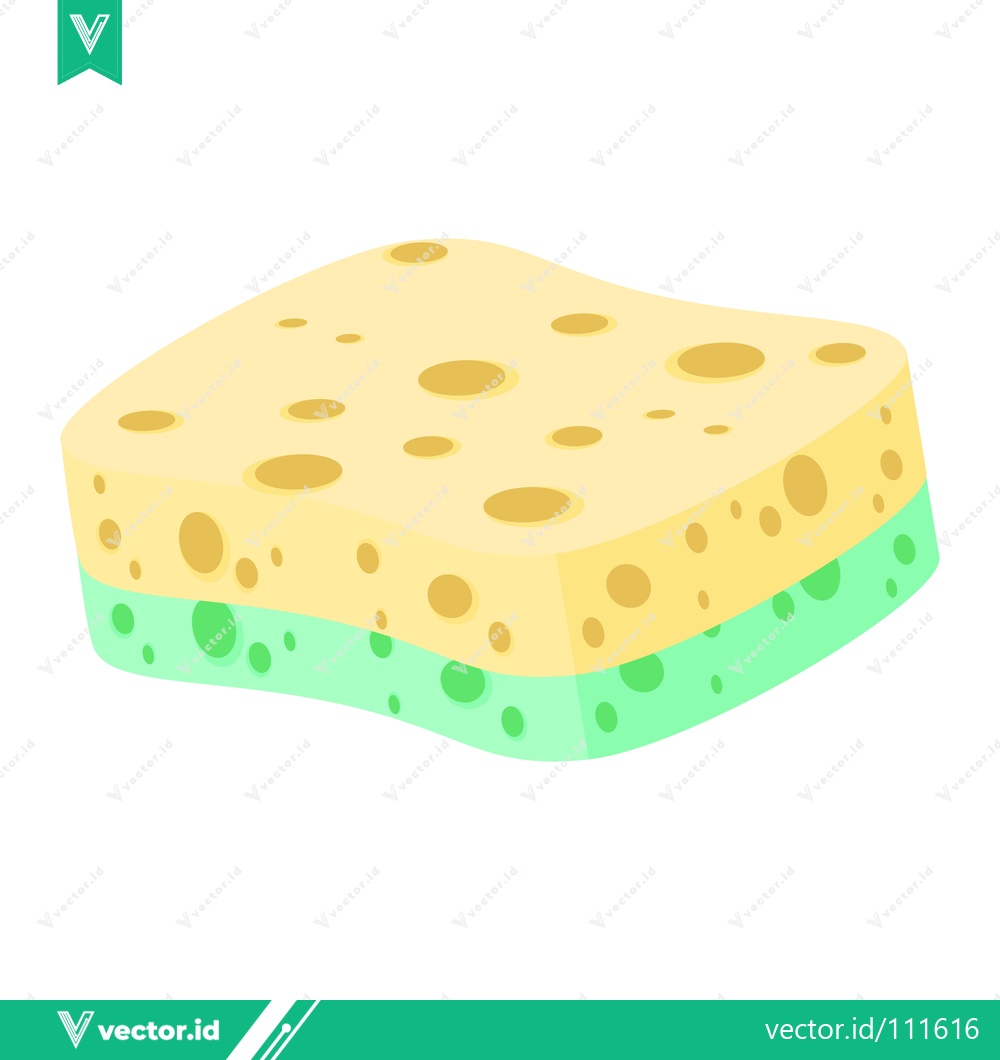 Premium Vector dari Yellow and Green Two-Layered Kitchen Sponge with Holes