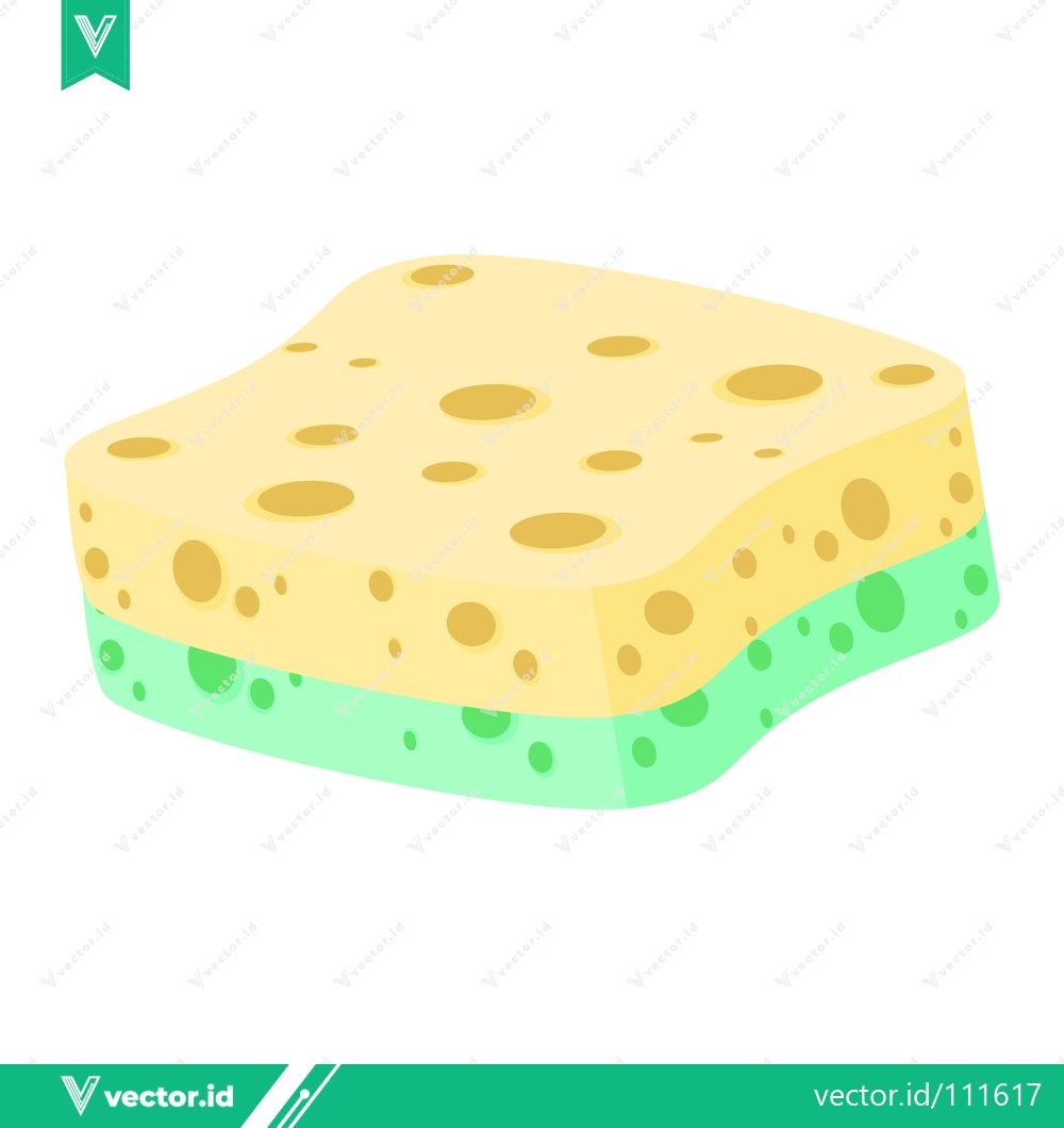 Premium Vector dari A yellow and green cleaning sponge with holes