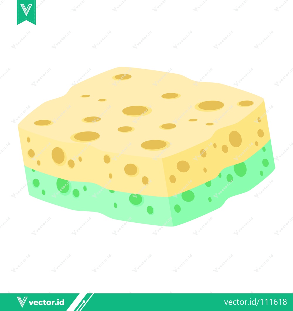 Premium Vector of Yellow and Green Two-Layered Sponge for Cleaning