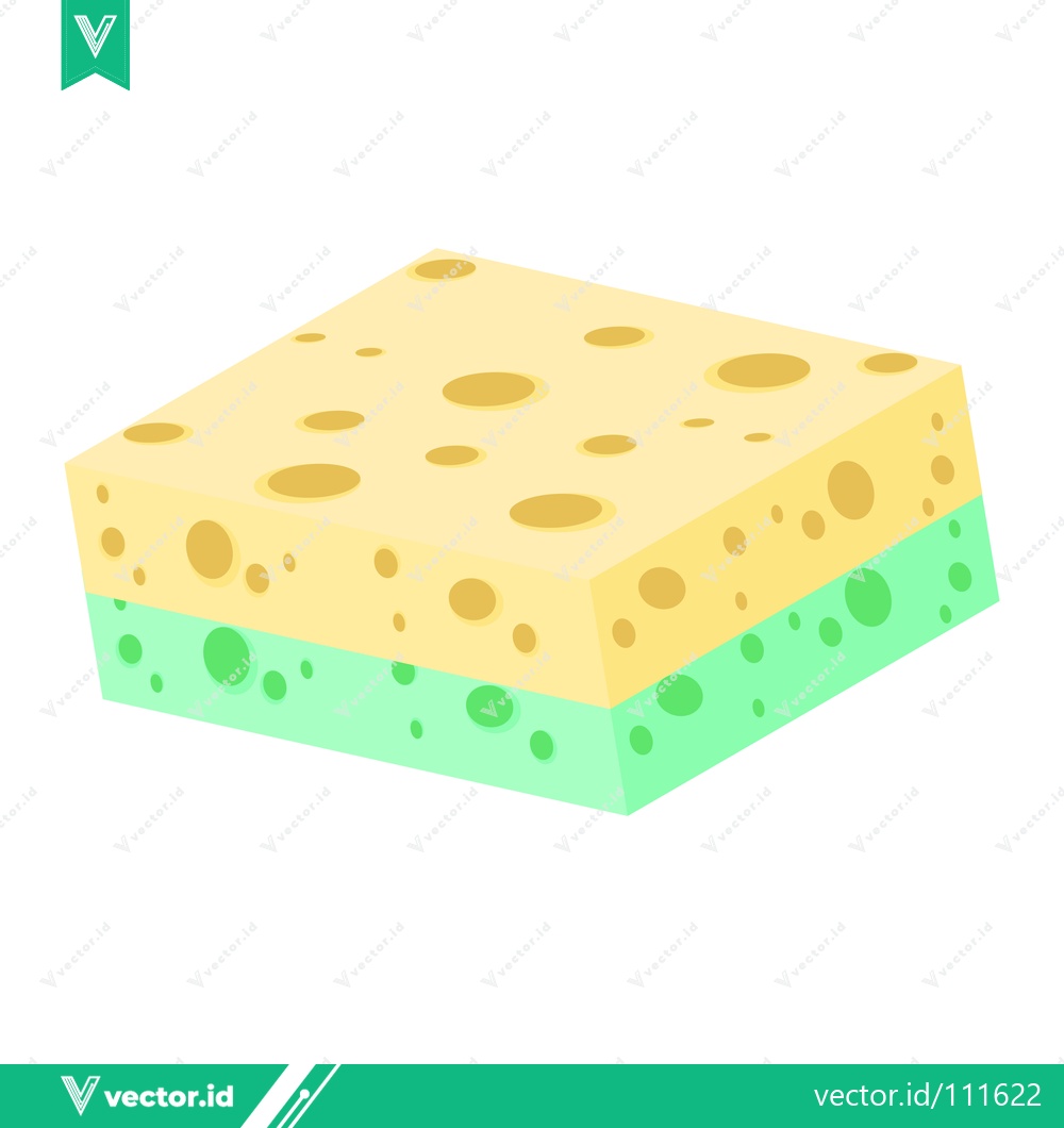 Premium Vector of A Two-Tone Kitchen Sponge for Cleaning and Scrubbing