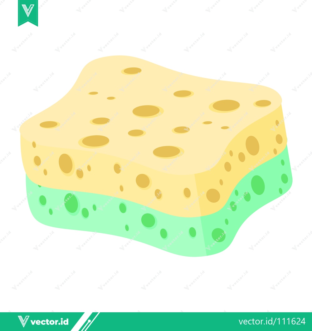 Premium Vector of A two-tone kitchen sponge with a yellow top and green bottom perfect for cleaning tasks
