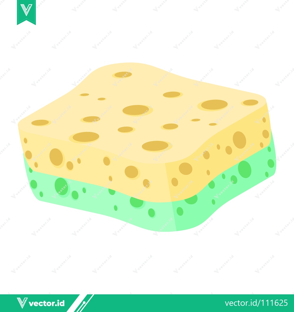 Premium Vector of Yellow and Green Kitchen Sponge for Cleaning