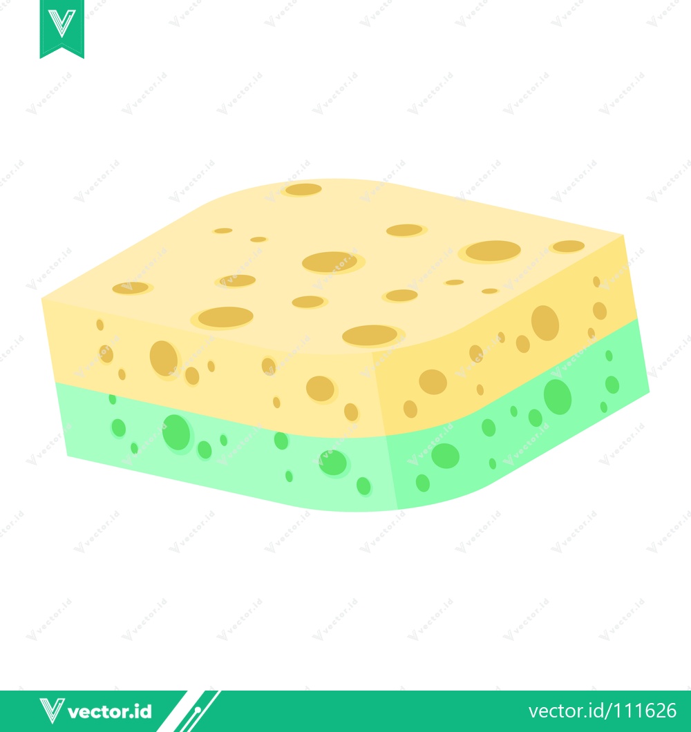 Premium Vector of A Two-Tone Kitchen Sponge for Cleaning and Scrubbing