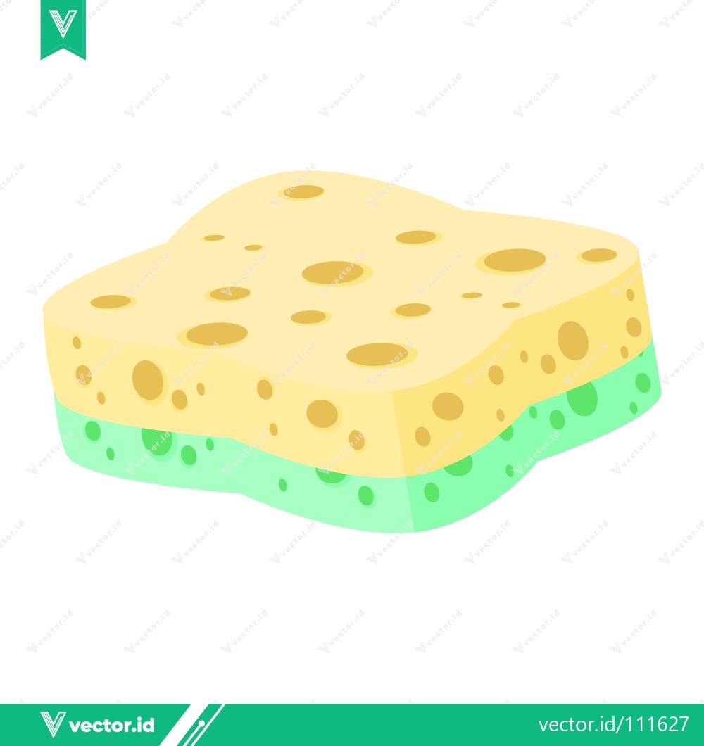 Premium Vector of Yellow and Green Kitchen Sponge for Cleaning