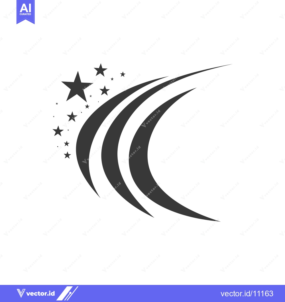 Premium Vector of Abstract Design of a Shooting Star with Three Curved Lines and Scatter