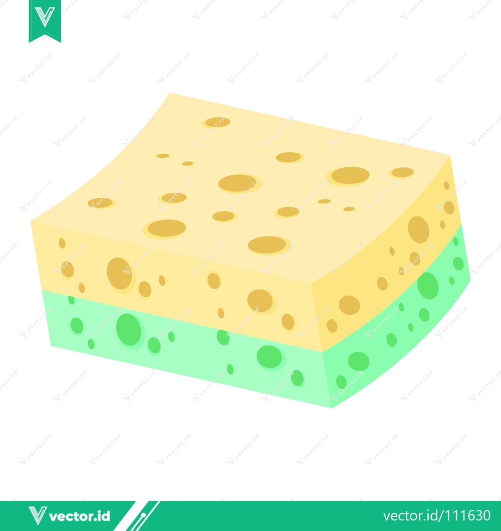 Premium Vector of A Two-Tone Kitchen Sponge for Cleaning and Scrubbing