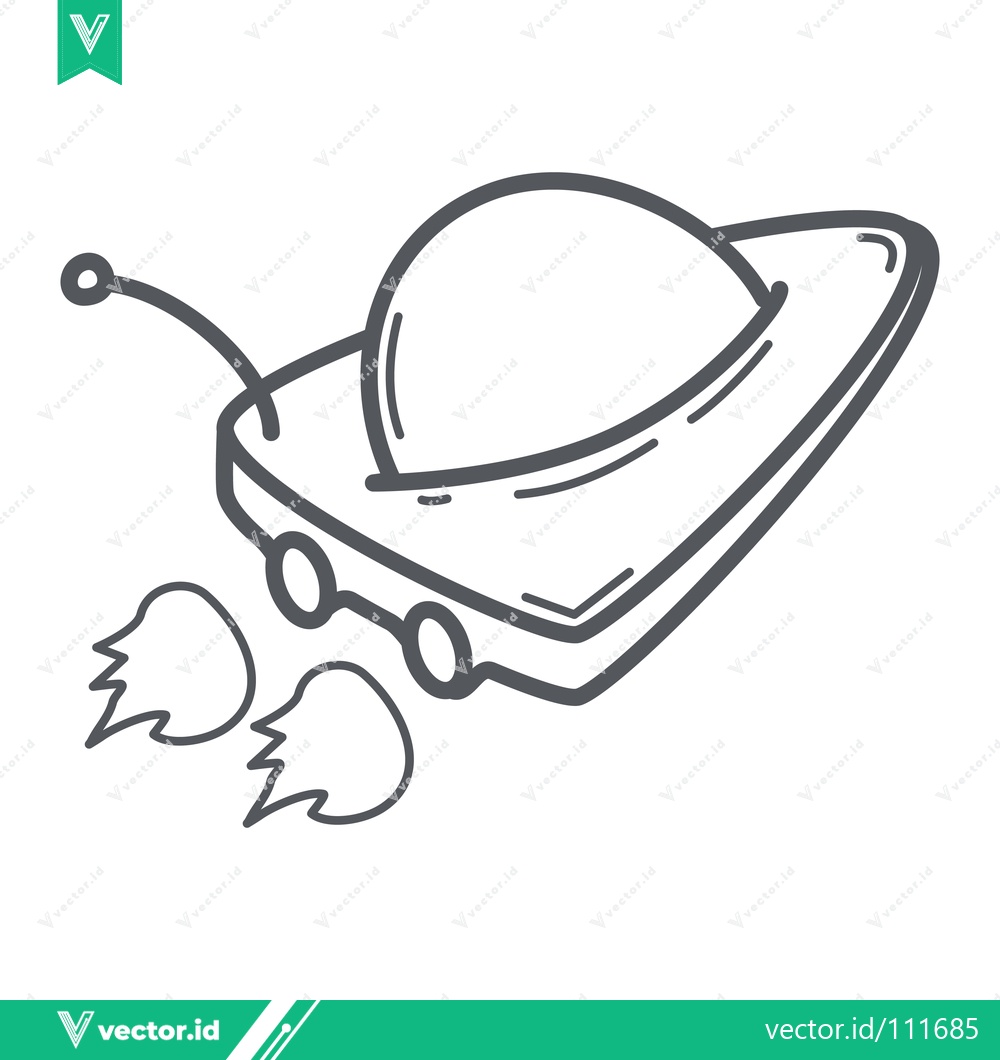 Premium Vector of Doodle of a UFO spaceship with flames coming out of the back
