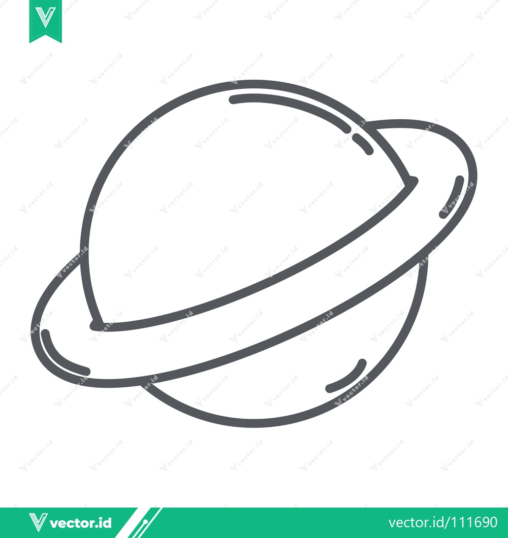 Premium Vector dari Simple Line Art Illustration of a Planet with Rings