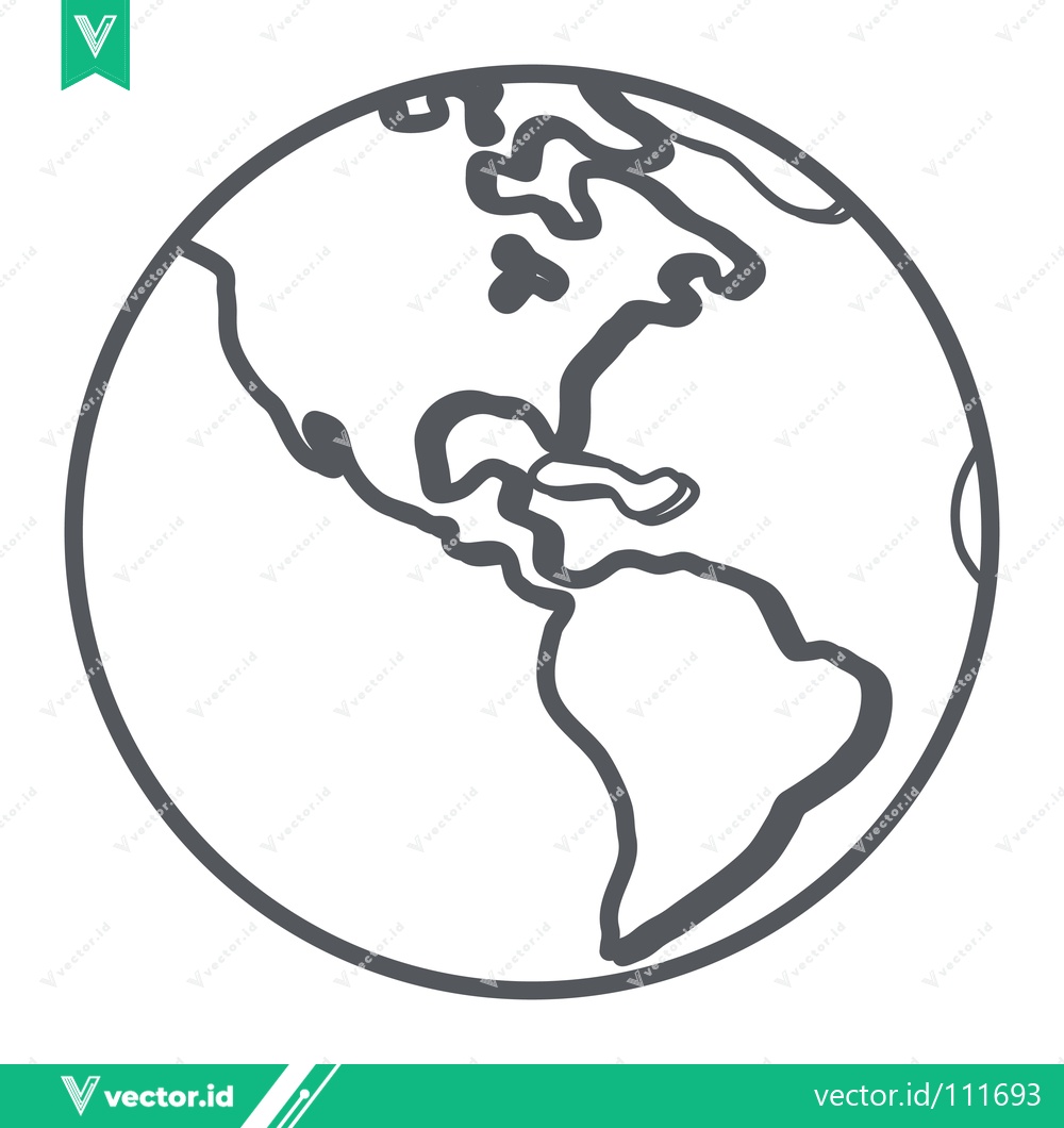 Premium Vector dari Simple Line Art Globe Showing North and South America