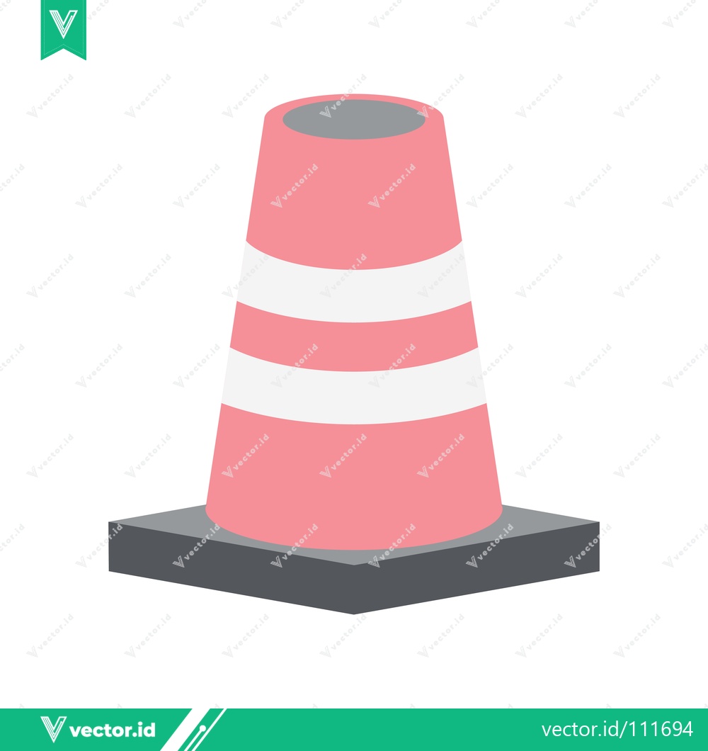 Premium Vector dari Pink Traffic Cone with White Stripes on Gray Base