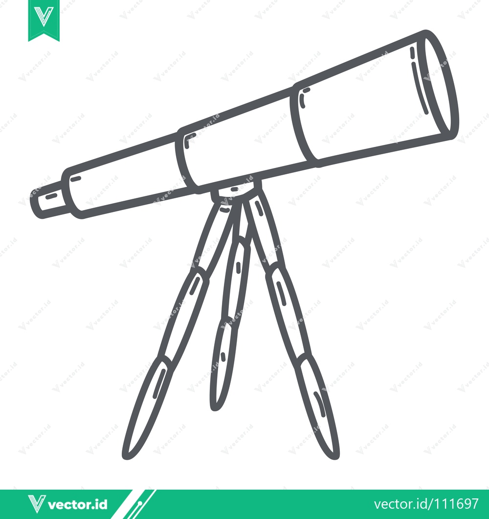 Premium Vector dari Hand Drawn Illustration of a Telescope on a Tripod