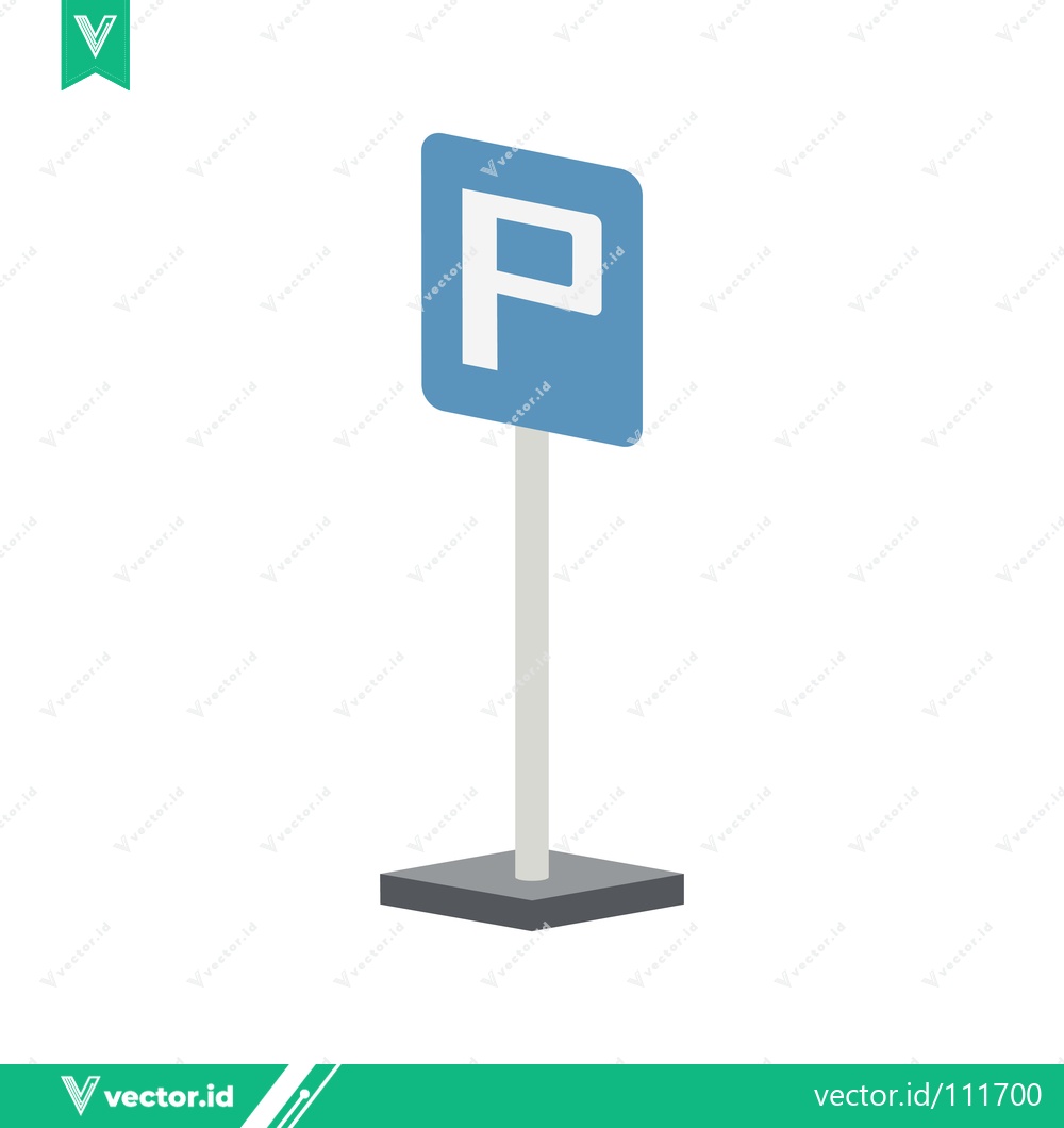 Premium Vector dari Blue Parking Sign with White P Symbol on Pole