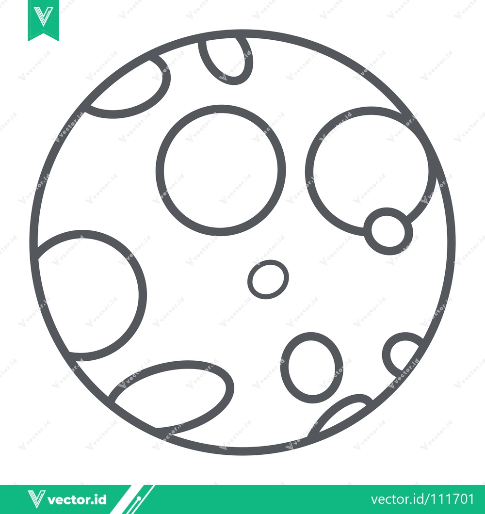 Premium Vector dari Simple Line Drawing of a Moon with Craters