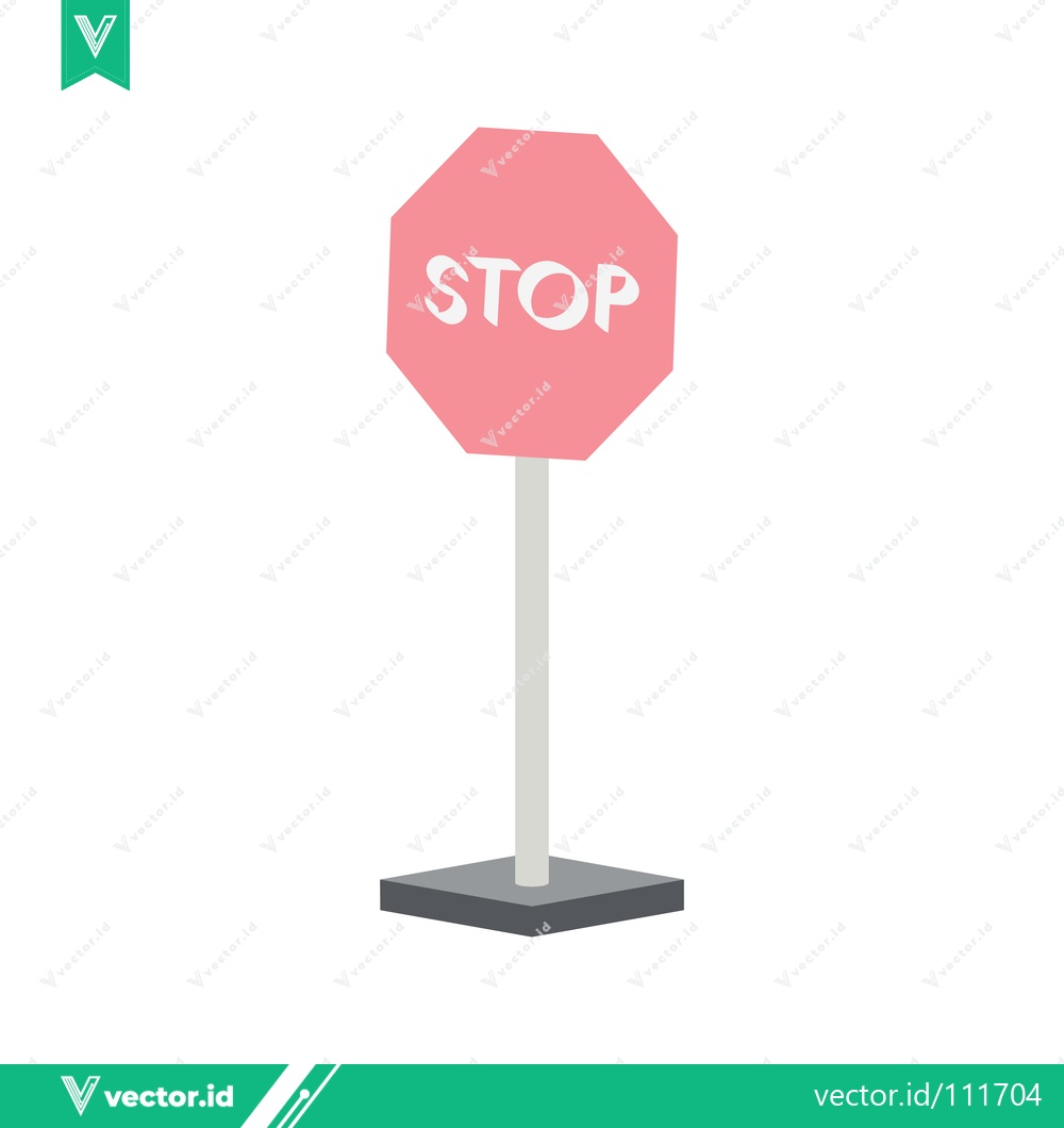Premium Vector dari Pink Stop Sign on a Pole with a Base