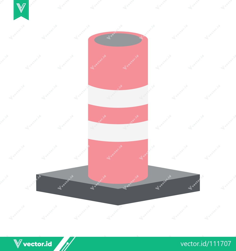 Premium Vector dari Pink Traffic Barrel with White Stripes on Gray Base