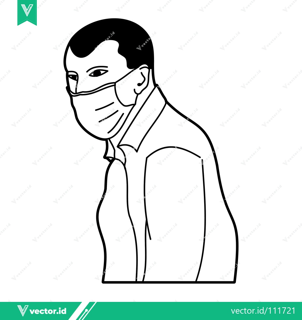 Premium Vector dari Man Wearing a Medical Face Mask for Protection