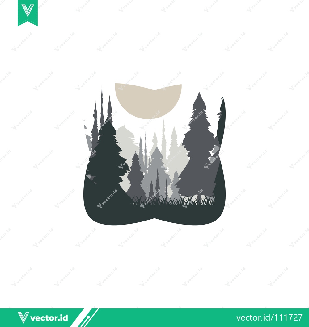 Premium Vector dari Enchanting Forest Silhouette with a Gentle Sun