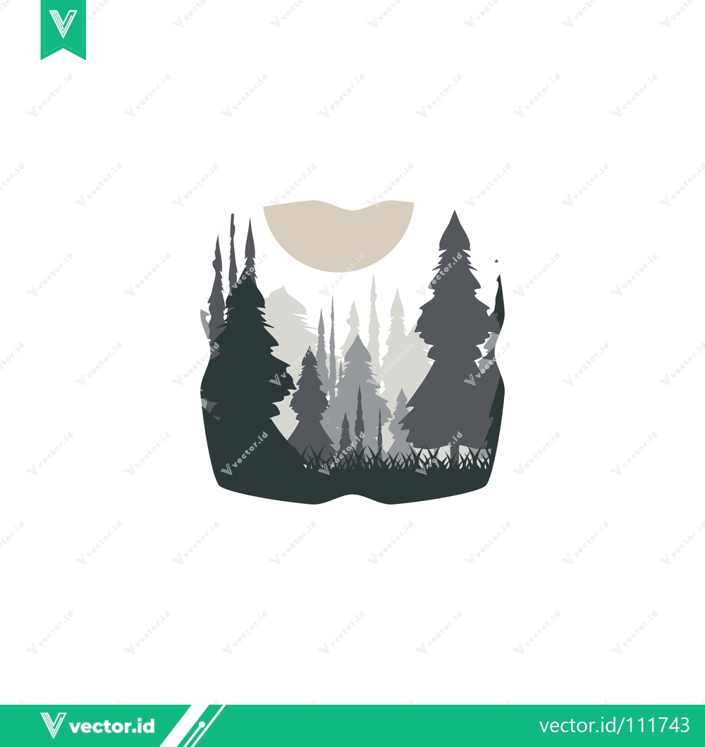 Premium Vector dari Minimalist Forest Landscape Silhouette with Sun