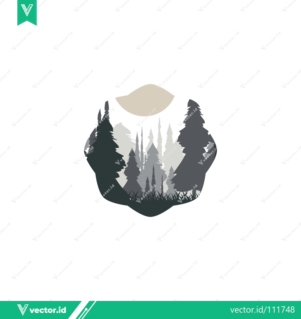 Premium Vector of Minimalist Forest Landscape Silhouette Emblem