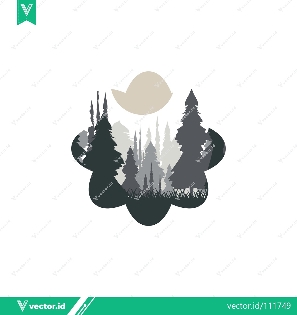 Premium Vector dari Minimalist Forest Silhouette with Moon