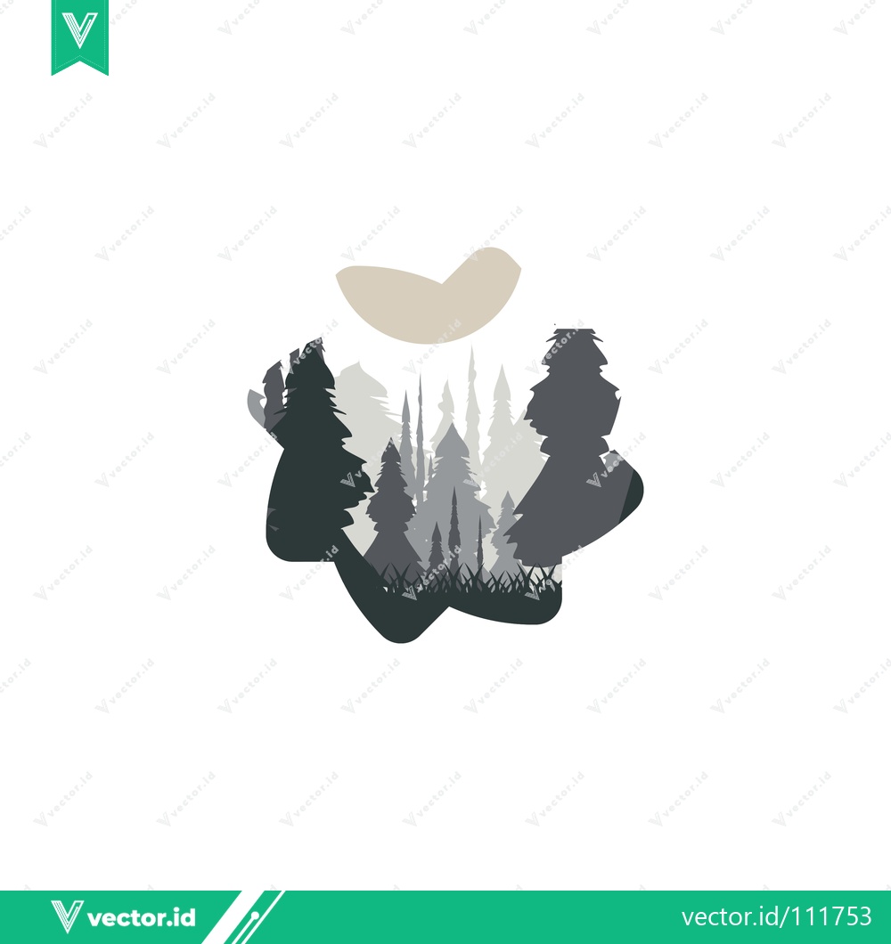 Premium Vector dari Minimalist Forest Landscape with Abstract Shapes
