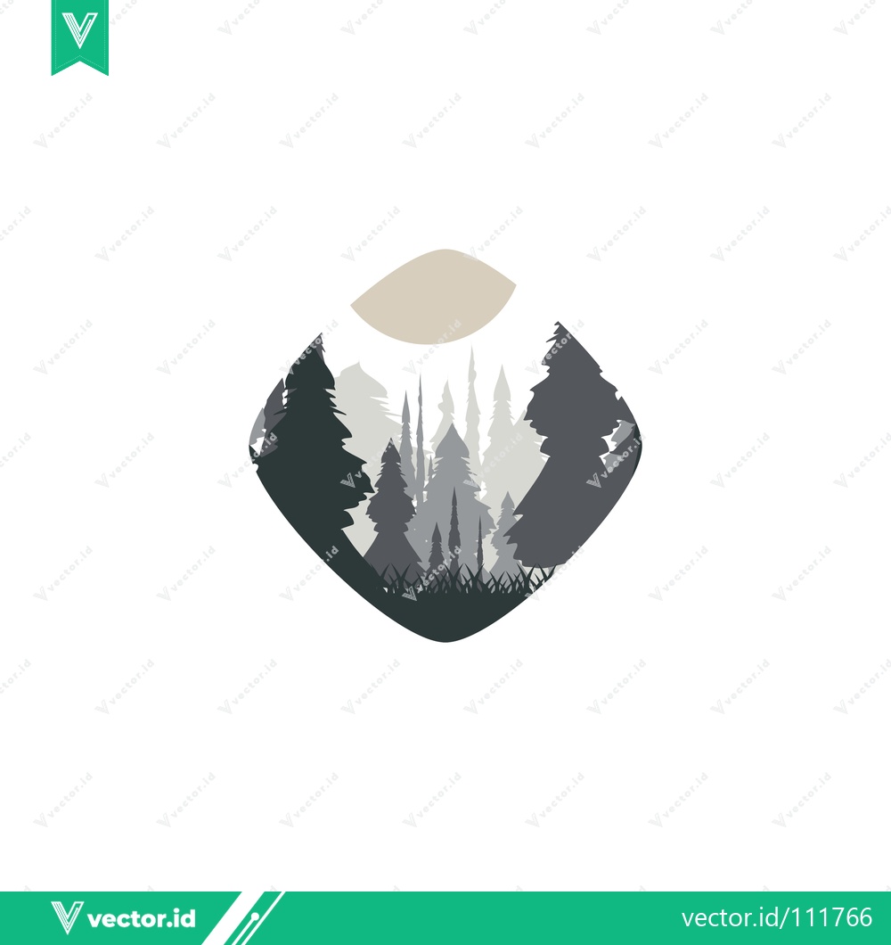 Premium Vector dari Minimalist Forest Landscape Silhouette Design