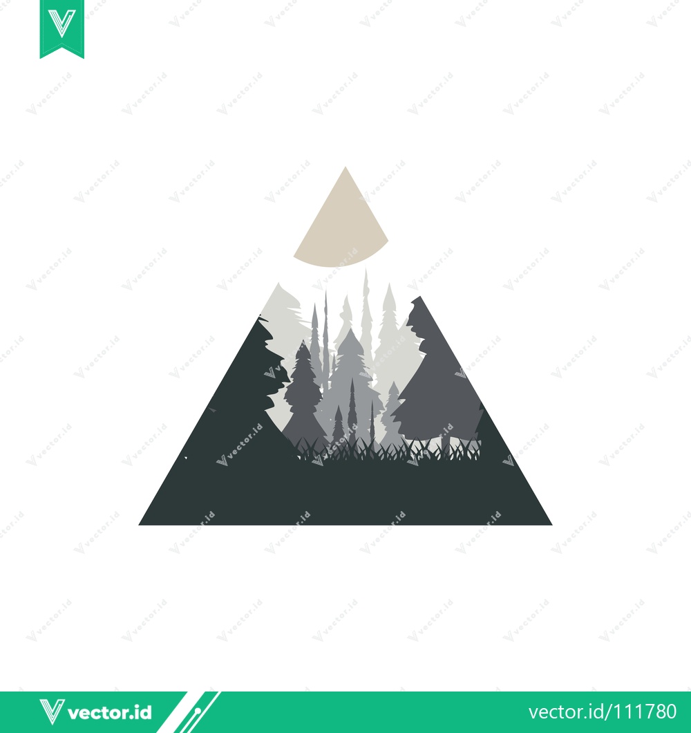 Premium Vector of Minimalist Geometric Forest Landscape Triangle Icon