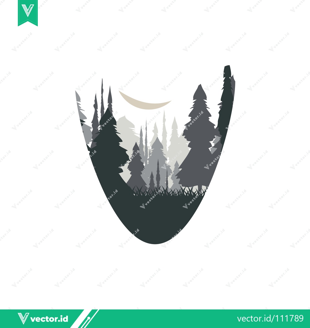 Premium Vector dari Minimalist Forest Landscape Silhouette Design