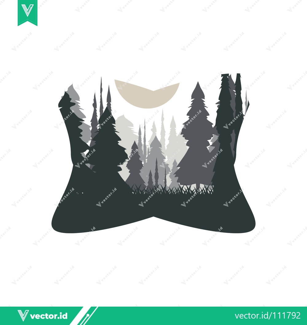 Premium Vector dari Abstract Forest Silhouette with Moon Graphic Design