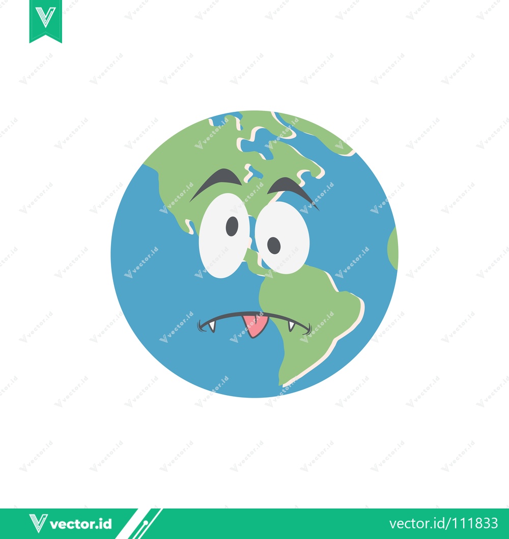 Premium Vector dari Sad Earth Face Cartoon Illustration