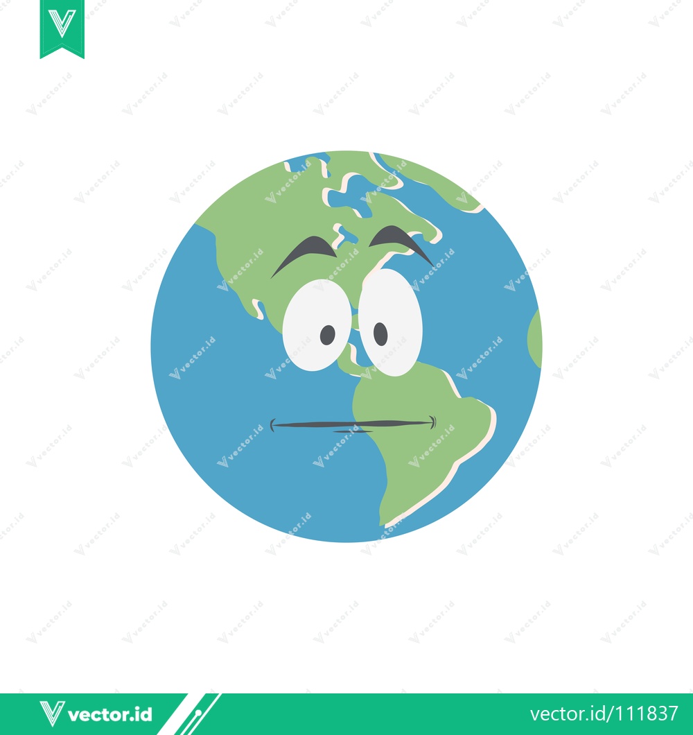 Premium Vector dari Cartoon Earth Character with Confused Expression