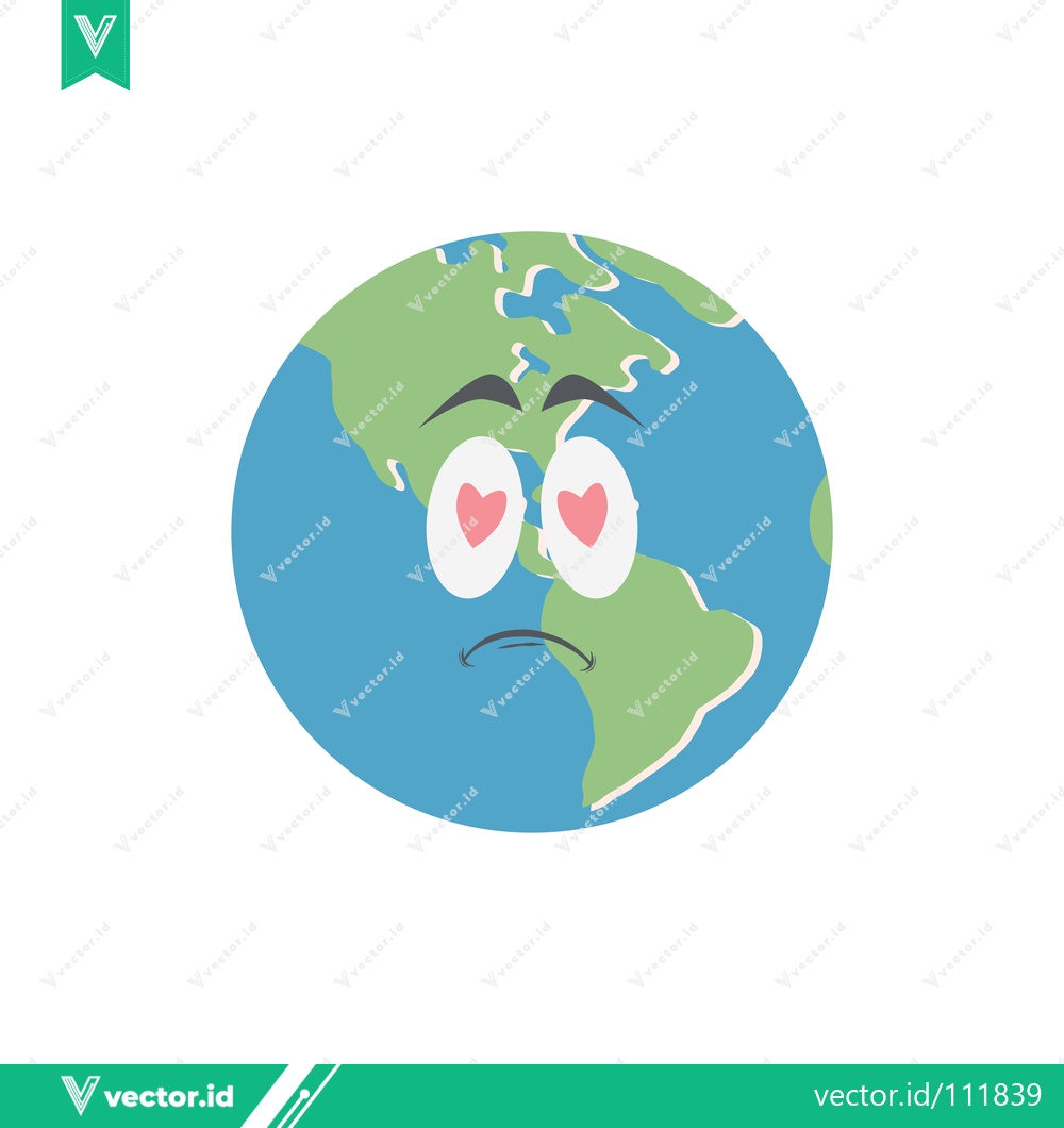 Premium Vector of Sad Earth with Heart Eyes Emoji