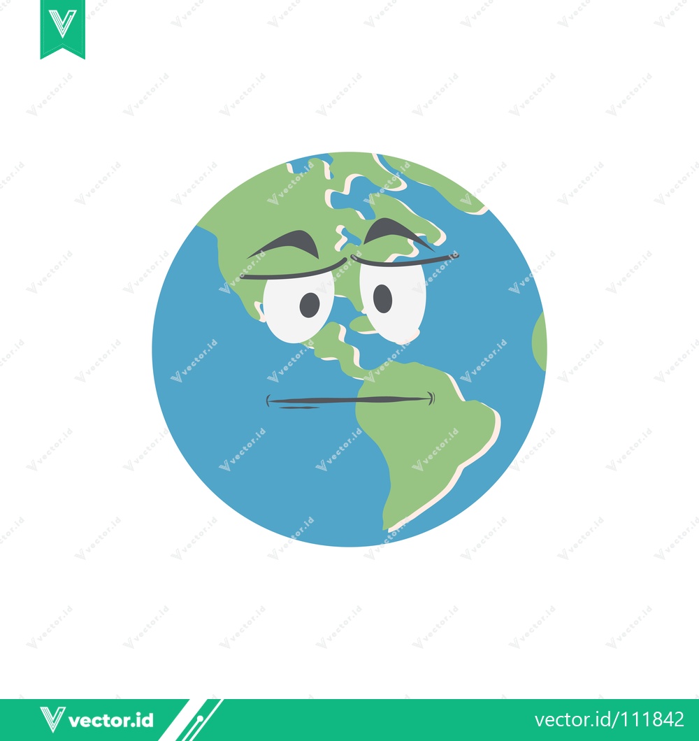 Premium Vector dari Sad Earth Emoji with Tired Eyes and Worried Expression