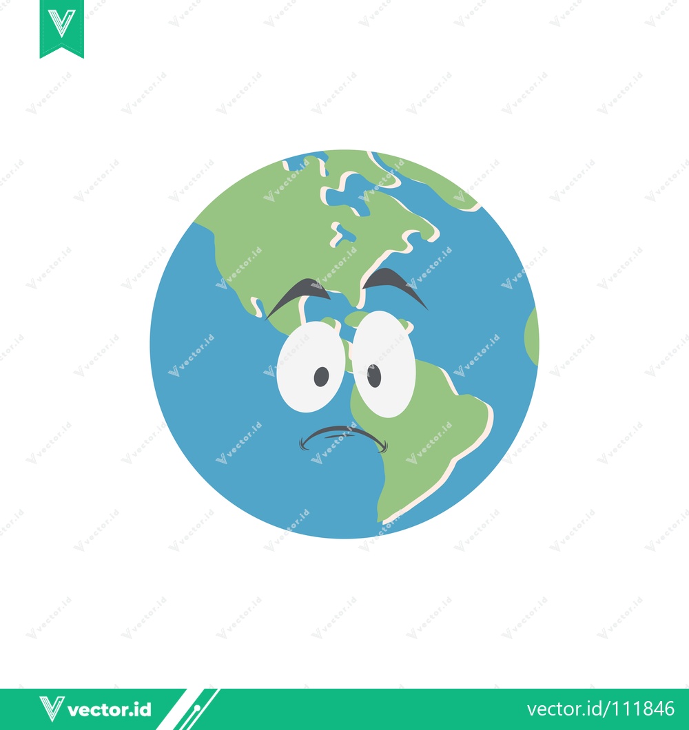 Premium Vector dari Sad Earth Face Cartoon Illustration