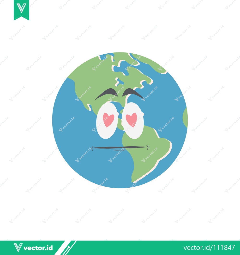 Premium Vector of Earth Character with Heart Eyes and Confused Expression