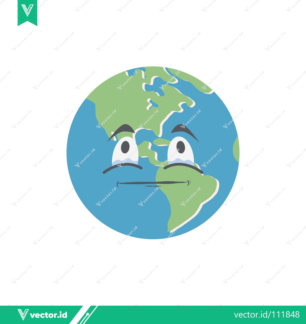 Premium Vector dari Cartoon Earth Character with Concerned Expression